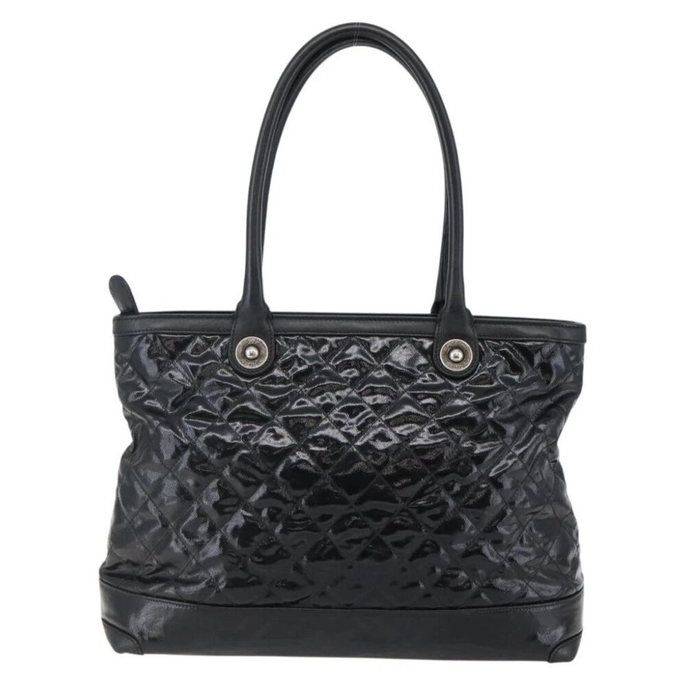 CHANEL Tote Bag Coated Canvas Black Silver CC Auth bs29643 - Picture 3 of 16